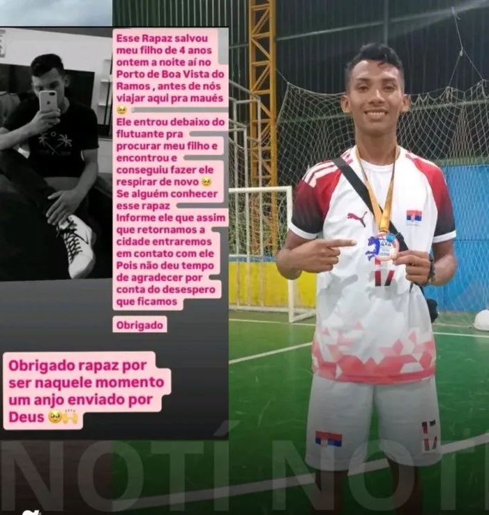 Jovem salva criança de afogamento no porto de Boa Vista do Ramos